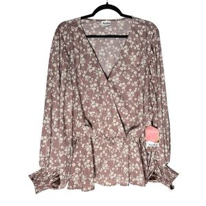 Arula Floral Top Long Sleeve Women’s size 2X Mauve NWT